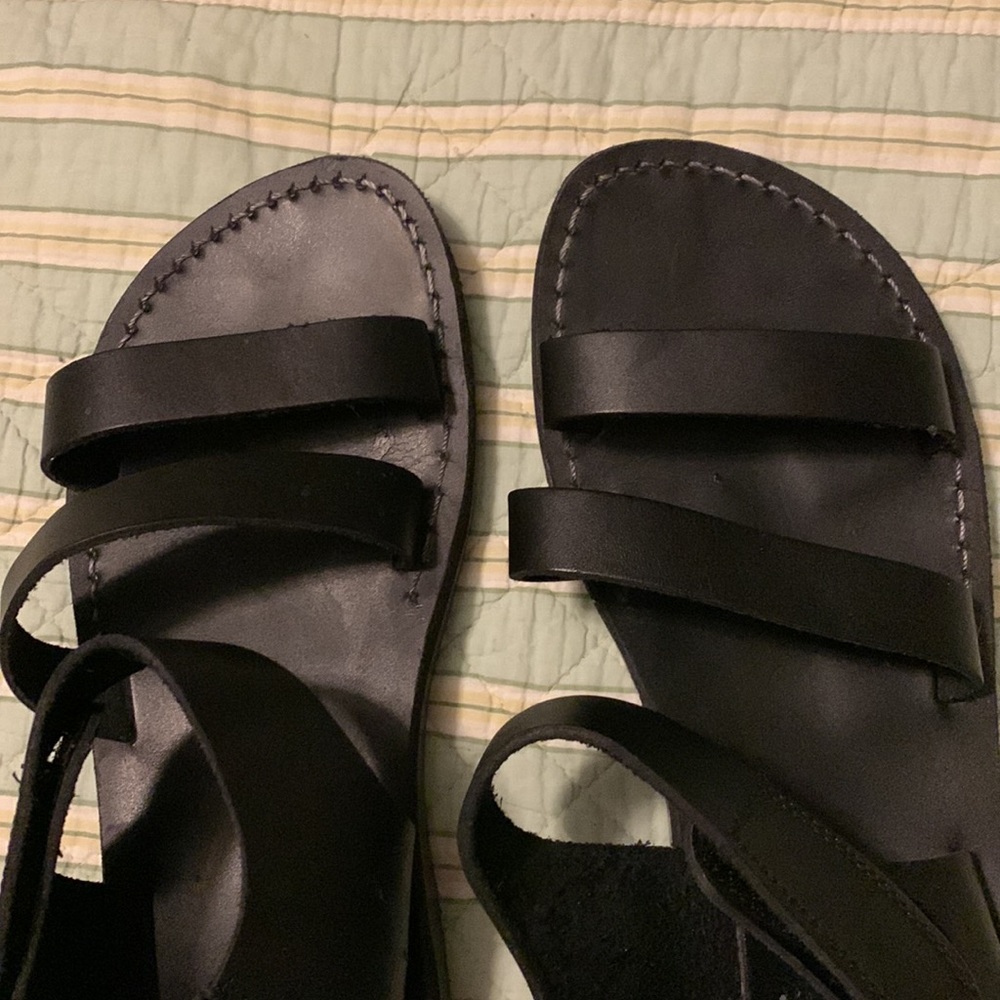 Jerusalem Sandals black leather women’s size 44 (US 12 or 12 1/2) - Picture 5 of 6